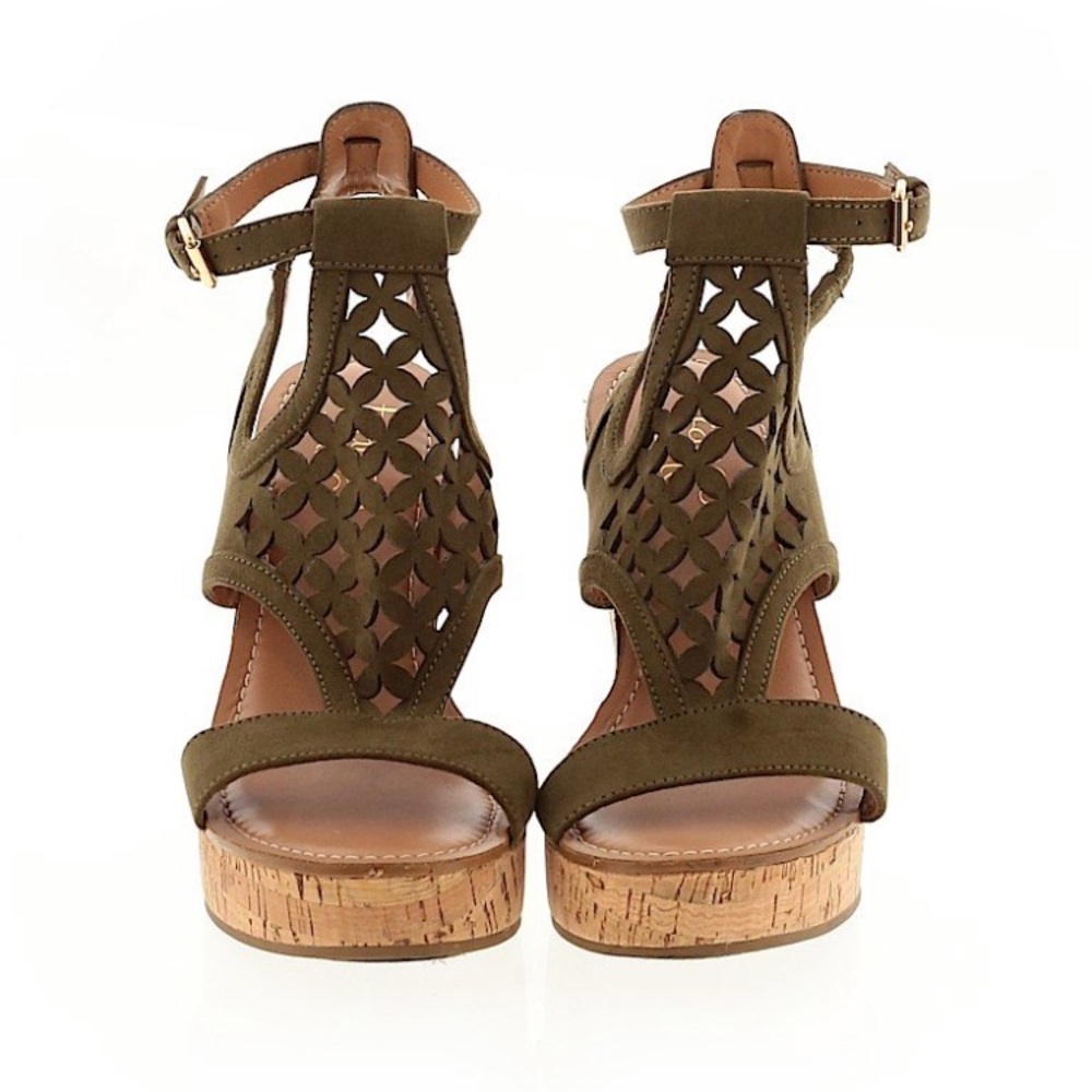 Franco Sarto Green Suede Wedges - Size 6.5